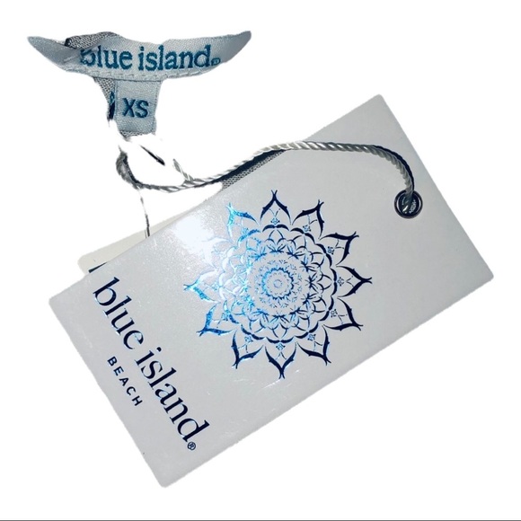 Blue island white front tie eyelet cutout sleeves coverup dress size XS new - Picture 10 of 16